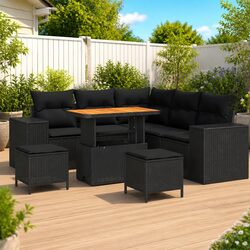 Stylish 8-Piece Modular Garden Sofa Set in Black