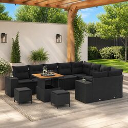Durable 12-Piece Modular Garden Sofa Set in Black
