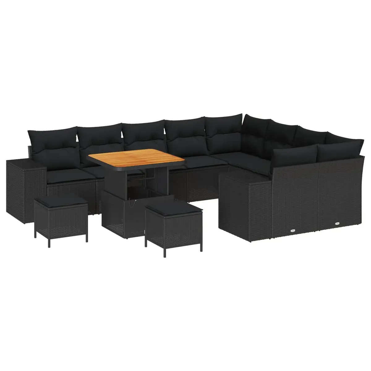 12-Piece Modular Garden Sofa Set in Black