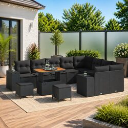 Durable Black Modular Garden Sofa Set 12 Pcs