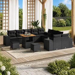 Sturdy Modular Outdoor Sofa Set 13pcs Black Rattan