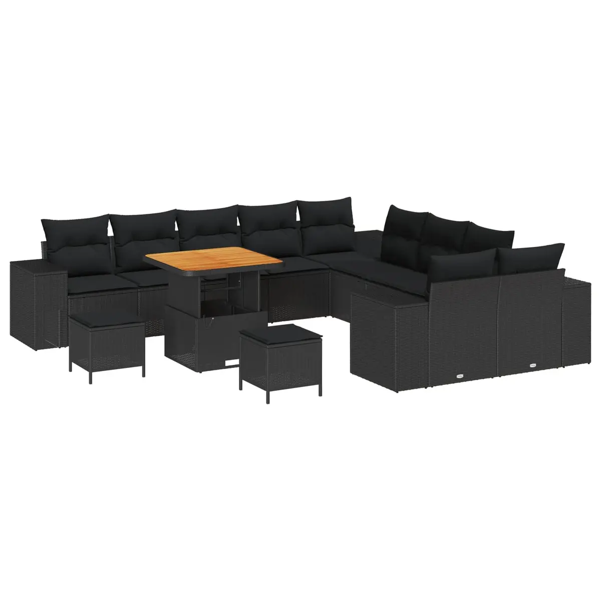 Modular Outdoor Sofa Set 13pcs Black Rattan