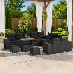 Premium 13 pcs Modular Garden Sofa Set in Black Rattan