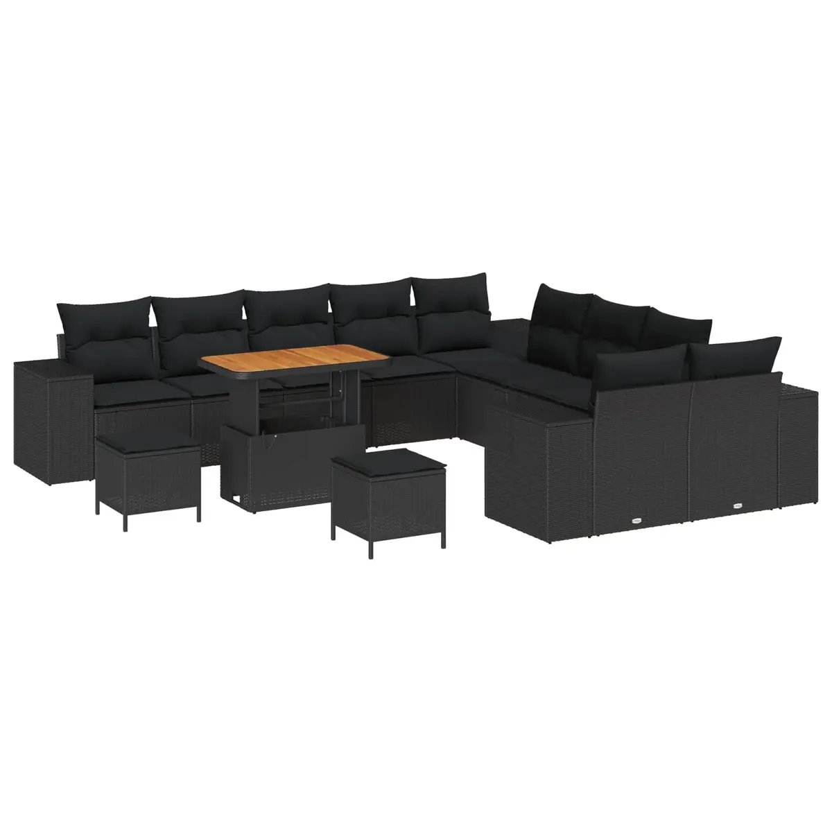 13 pcs Modular Garden Sofa Set in Black Rattan