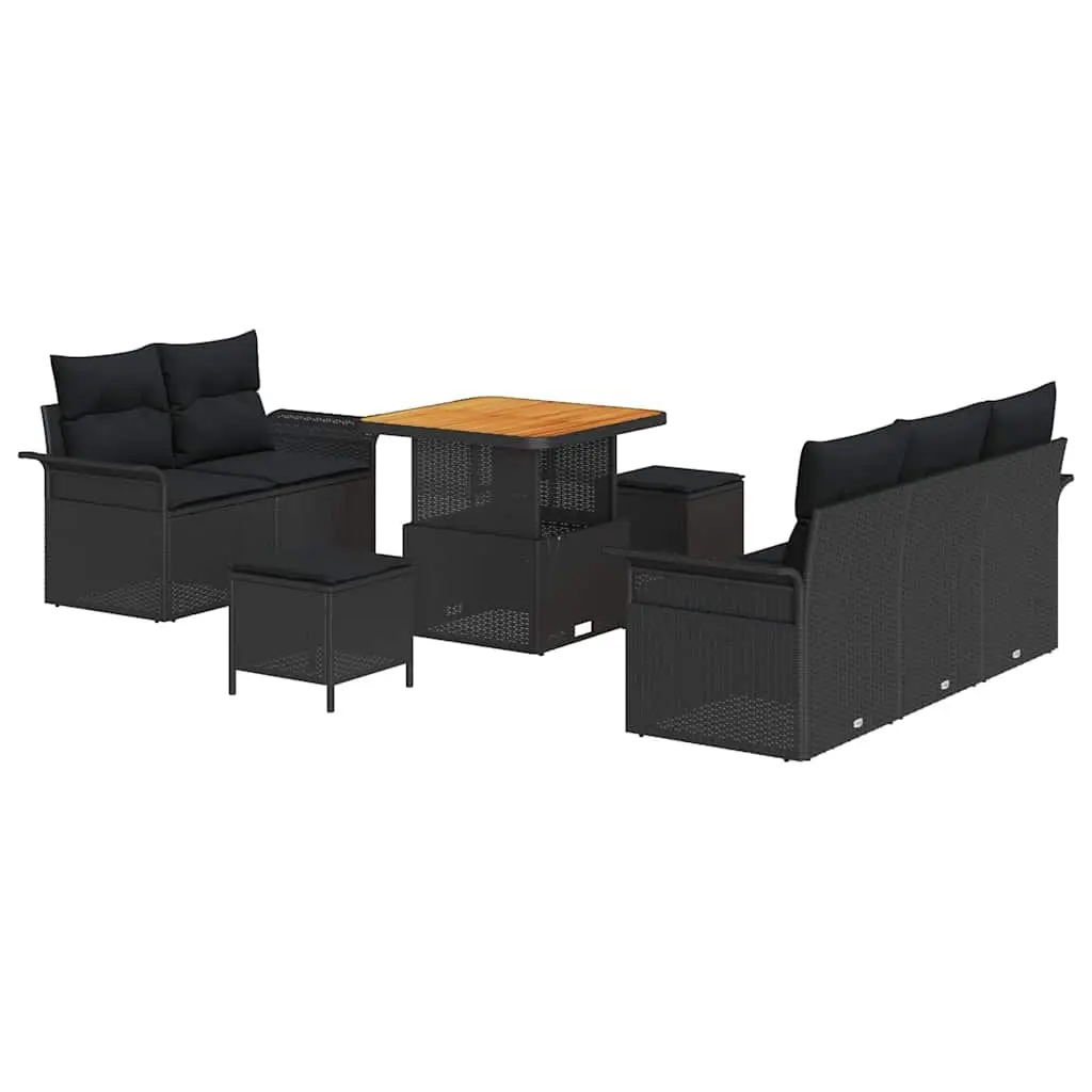 Outdoor Sofa Set Poly Rattan 8 Piece Modular Black