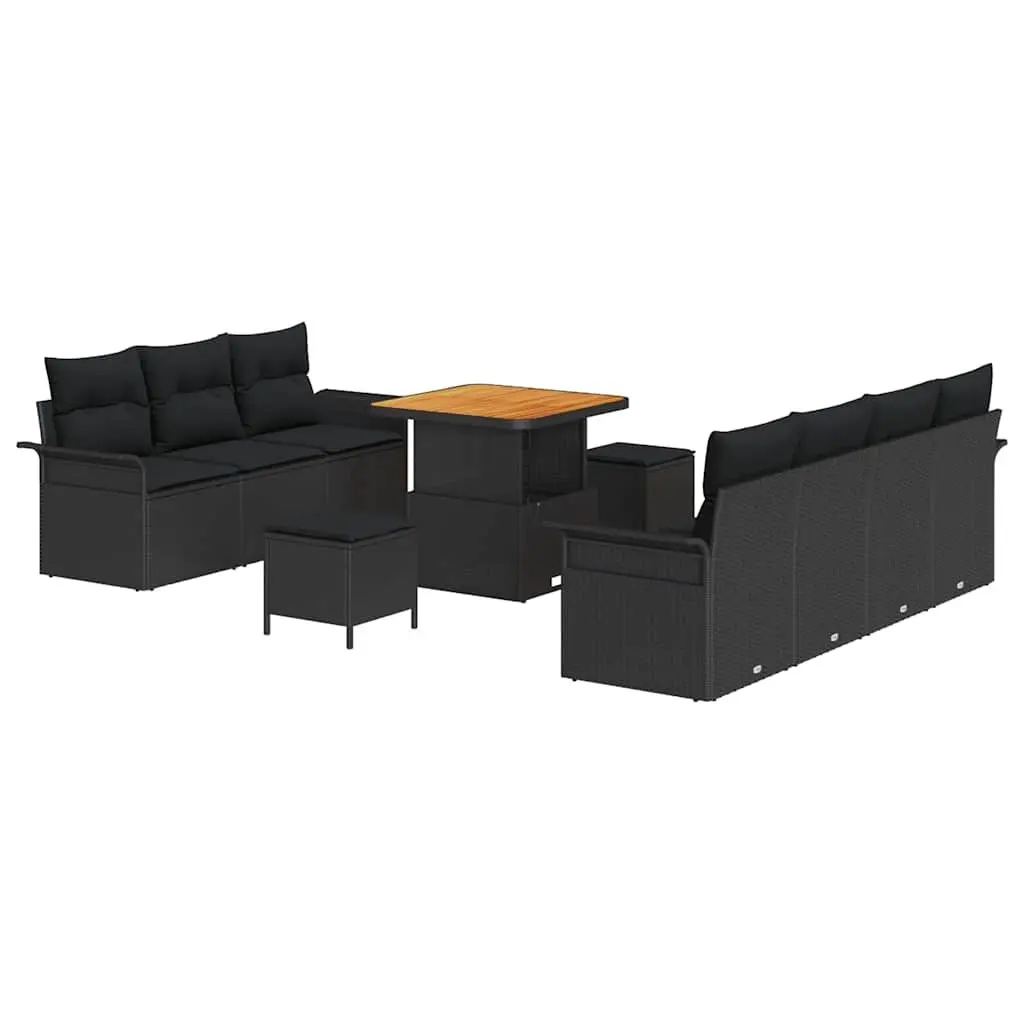 Outdoor Sofa Set 10 Pcs with Acacia Wood & Rattan