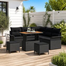 8-Piece Outdoor Garden Sofa Set with Poly Rattan Construction
