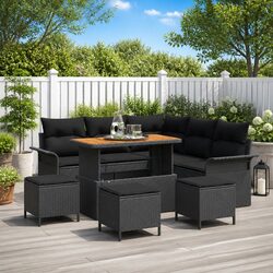 Premium 9-Piece Outdoor Sofa Set with Black Poly Rattan