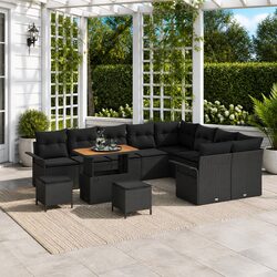Premium Modular Outdoor Sofa Set with Cushions, Black 12pc