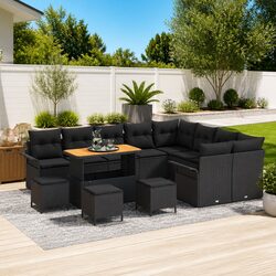 Stylish 13-Piece Modular Outdoor Sofa Set in Black