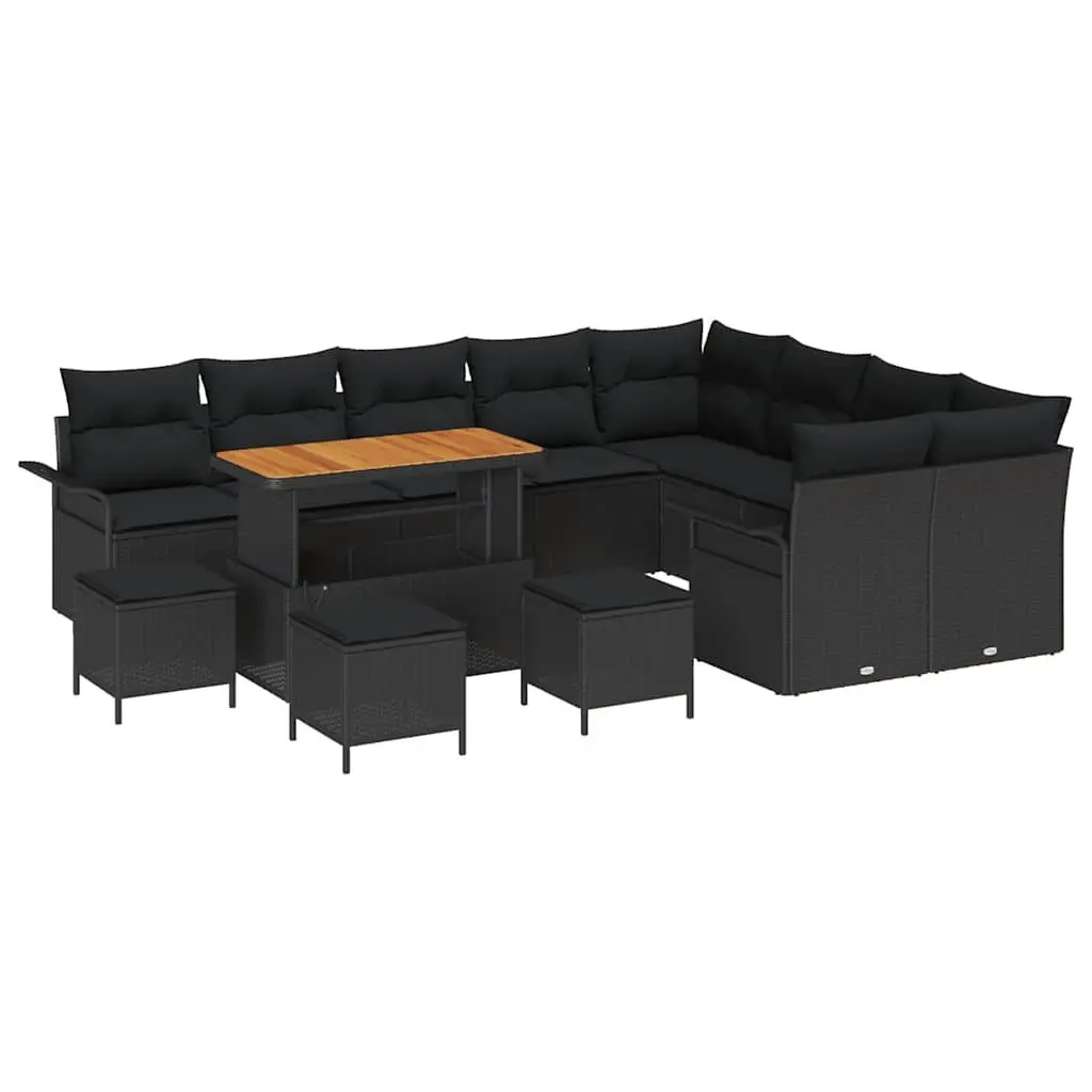 13-Piece Modular Outdoor Sofa Set in Black