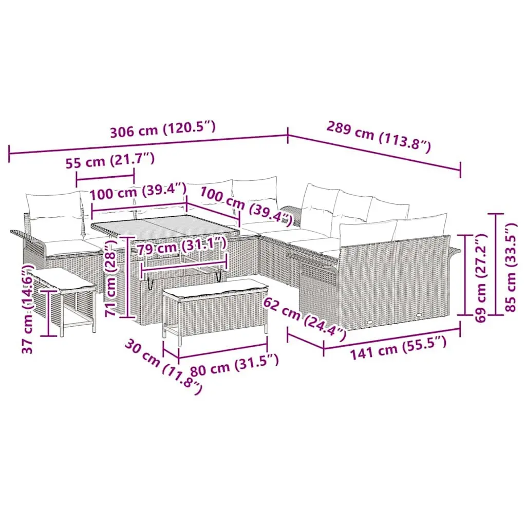 13-Piece Garden Sofa Set for Outdoor Relaxation