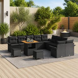 Outdoor Modular Lounge Set 13 pcs Black Poly Rattan