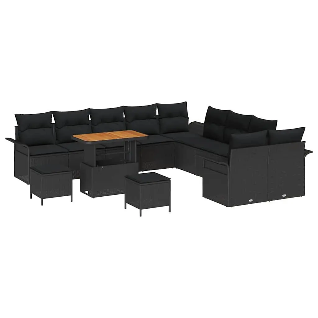 Black 13-Piece Garden Sofa Set for Outdoor Spaces