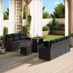 Modular Outdoor Garden Sofa Set 10 Piece Black Rattan