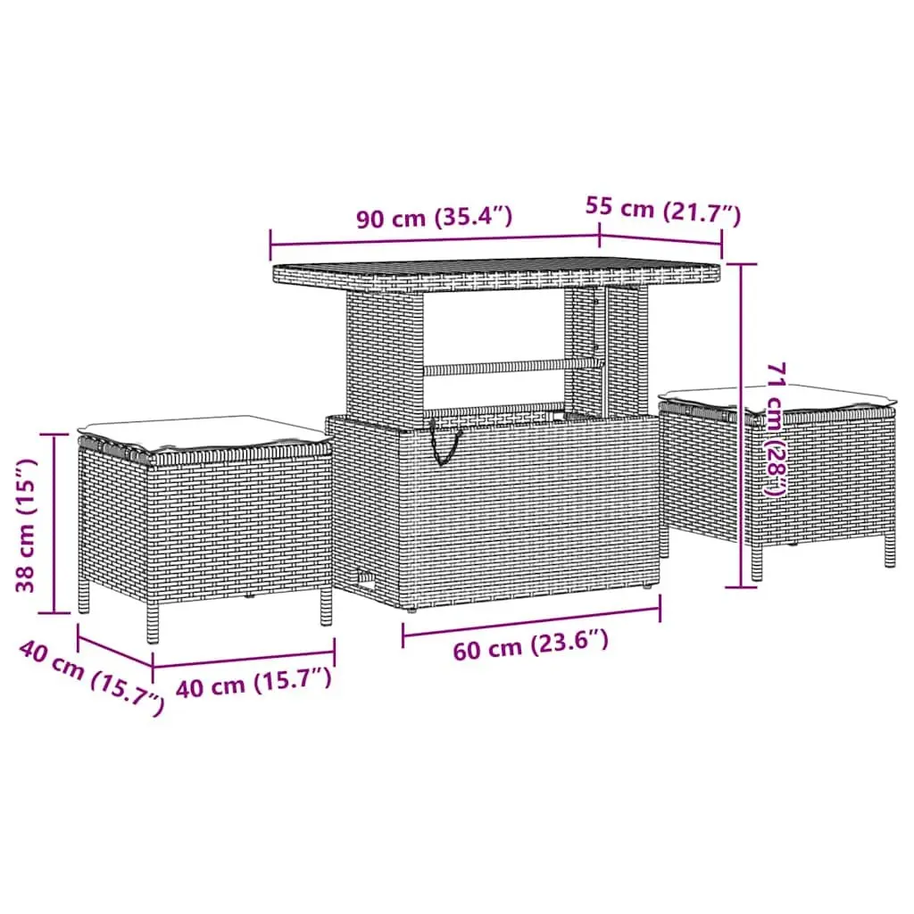 Modular Black Poly Rattan Garden Sofa Set with Cushions