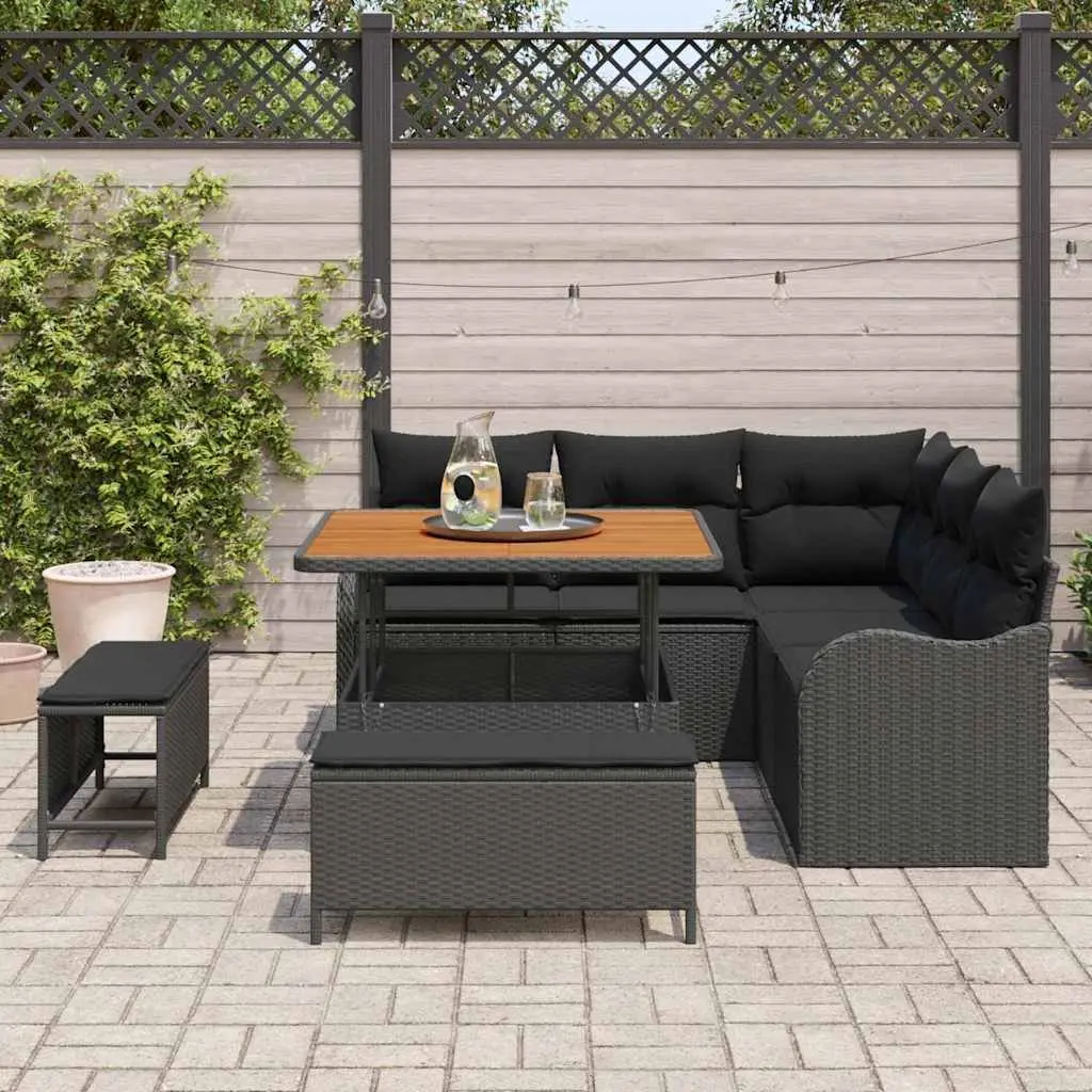 Garden Sofa Set 8 Piece Outdoor Furniture Poly Rattan Black Patio Lounge Suite
