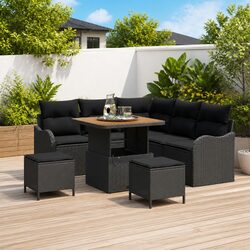 Premium 8-Piece Black Rattan Outdoor Sofa Set