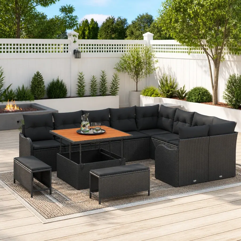 12-Piece Garden Sofa Set with Poly Rattan