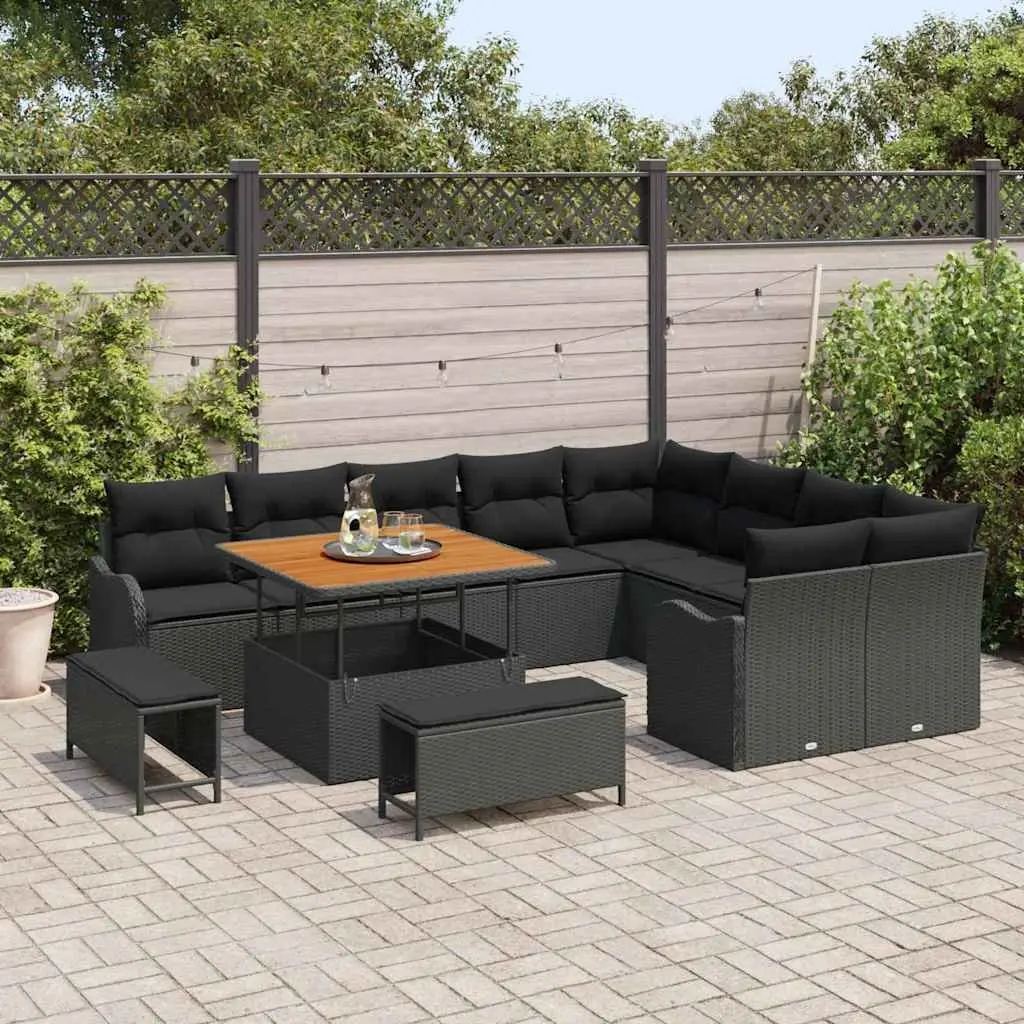 12-Piece Garden Sofa Set with Poly Rattan