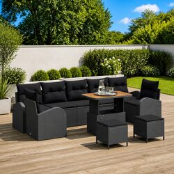Durable 10 Piece Garden Sofa Set with Cushions