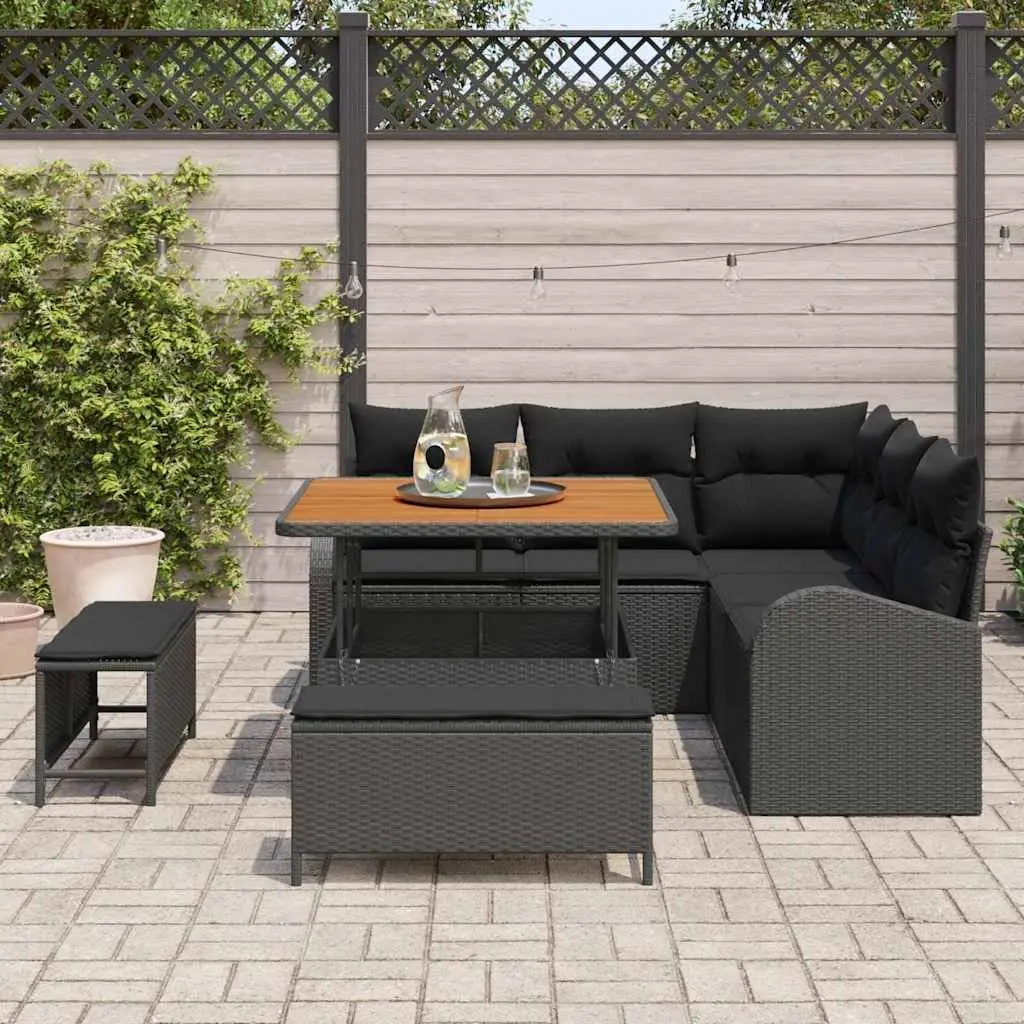Modular Outdoor 8-Piece Garden Sofa Set in Black