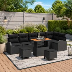 Durable 9-Piece Outdoor Modular Sofa Set in Black