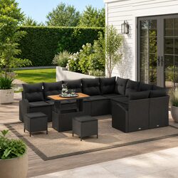 Durable 12-Piece Outdoor Garden Sofa Set in Black