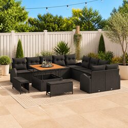 Durable 13-Piece Outdoor Garden Sofa Set in Black