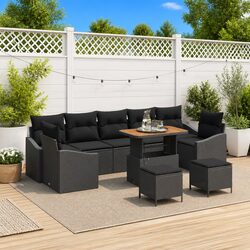 Premium 10-Piece Black Modular Outdoor Sofa Set
