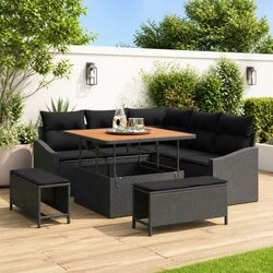 High-Quality 8 Piece Outdoor Garden Sofa Set in Black