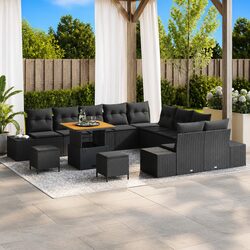 Black Poly Rattan Outdoor Garden Sofa Set 13pcs