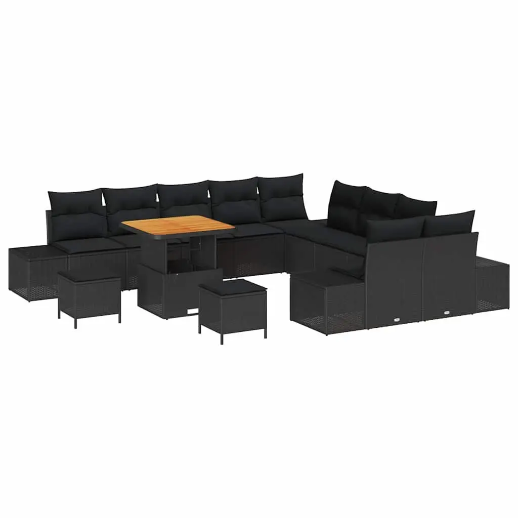 Black Poly Rattan Outdoor Garden Sofa Set 13pcs