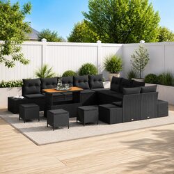 Premium 14-Piece Outdoor Garden Sofa Set in Black