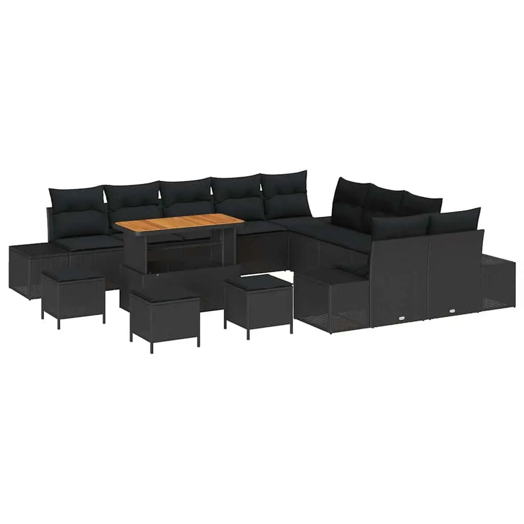 Garden Sofa Set Poly Rattan 14 Piece Outdoor Seating Black