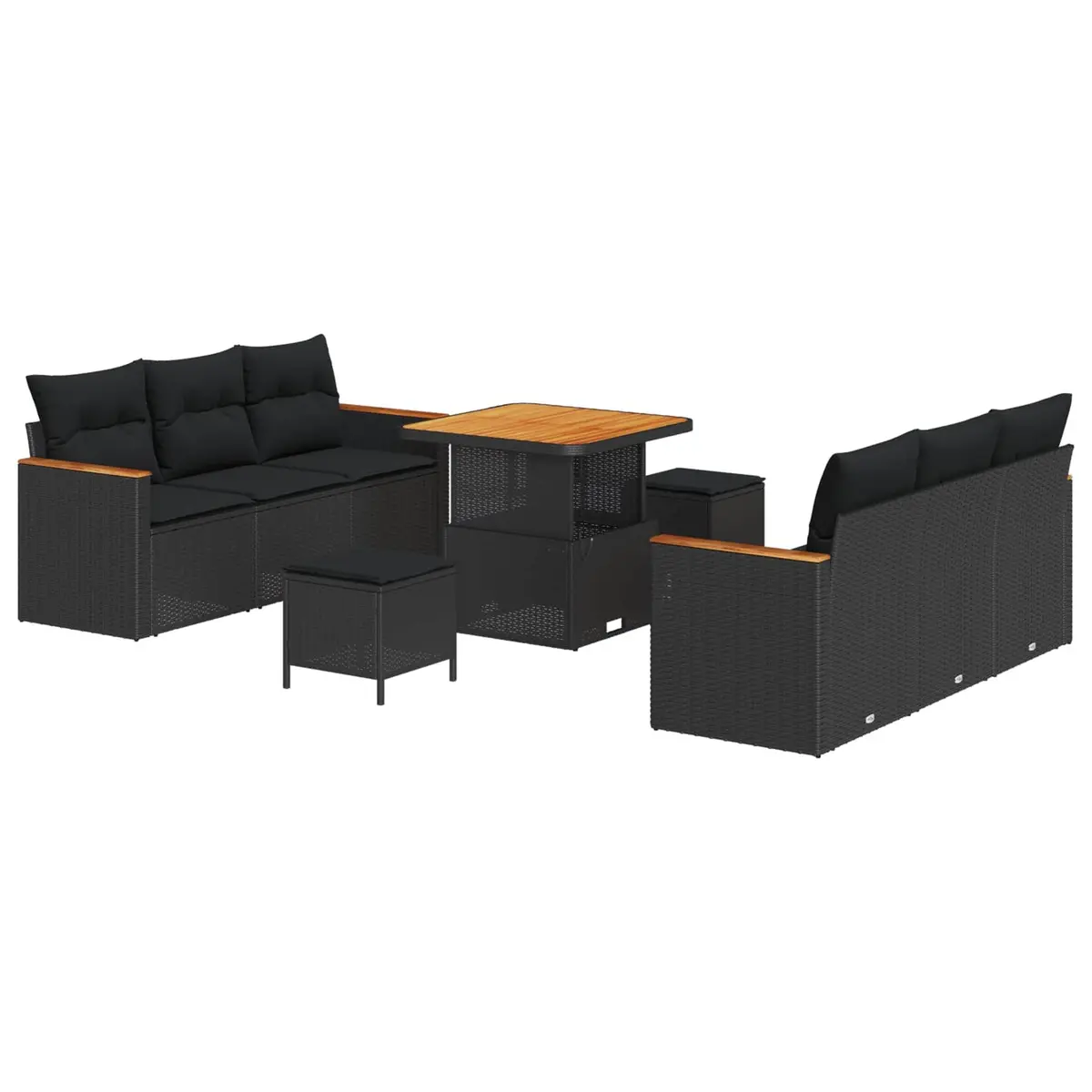 Garden Sofa Set Poly Rattan 9 Pieces Outdoor Furniture Black