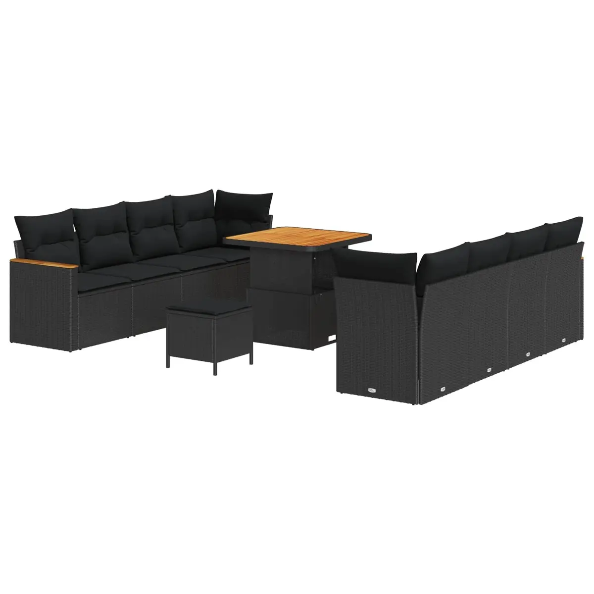 Modular Poly Rattan Garden Sofa Set 11 Pieces in Black