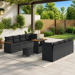 Durable 11 Piece Modular Garden Sofa Set in Black