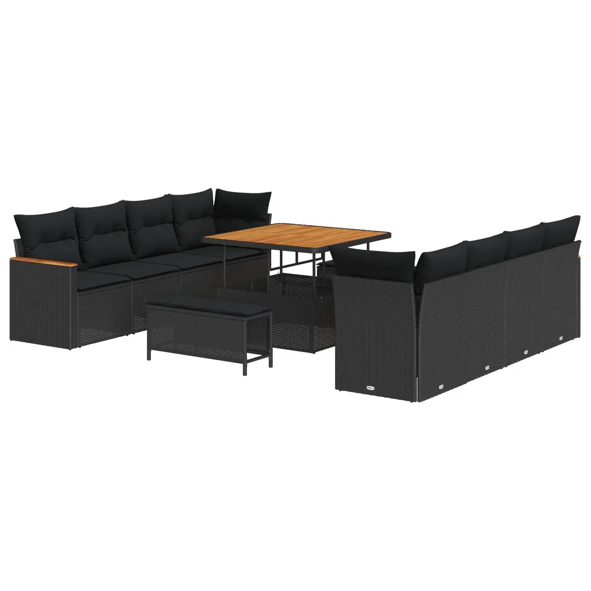 11-Piece Black Modular Garden Sofa Set