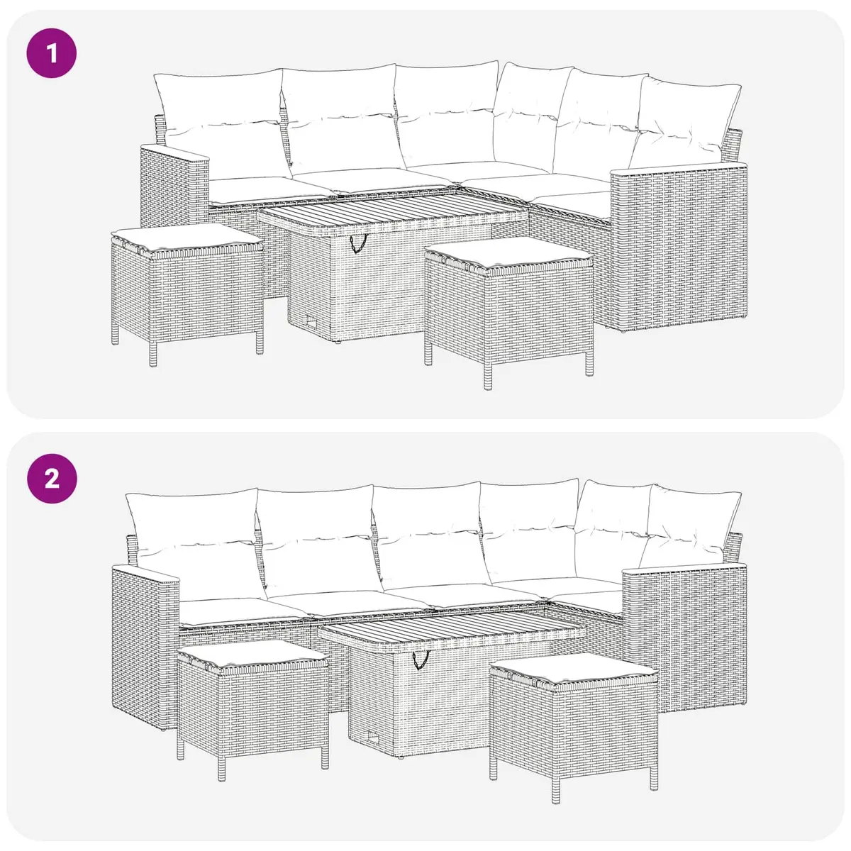 Garden Sofa Set Poly Rattan 8 Piece Modular Lounge Black