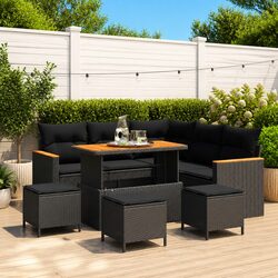 9-Piece Black Garden Sofa Set for Stylish Outdoors