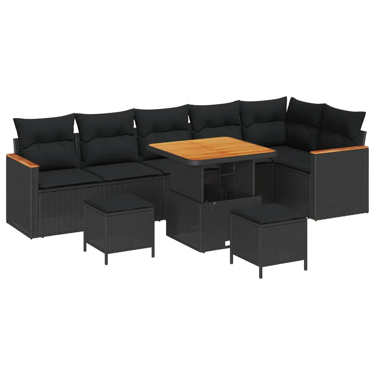 Black 9-Piece Garden Sofa Set for Outdoor Spaces