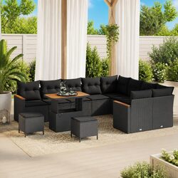 Premium Black Garden Sofa Set 12 Pieces Outdoor Lounge