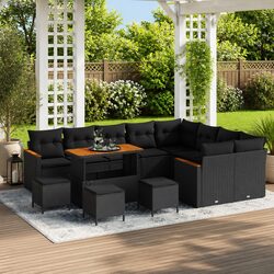 Stylish 13-Piece Black Garden Sofa Set for Outdoor Comfort