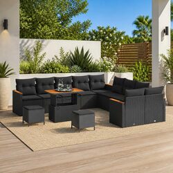 Modular 13-Piece Garden Sofa Set with Durable Black Rattan