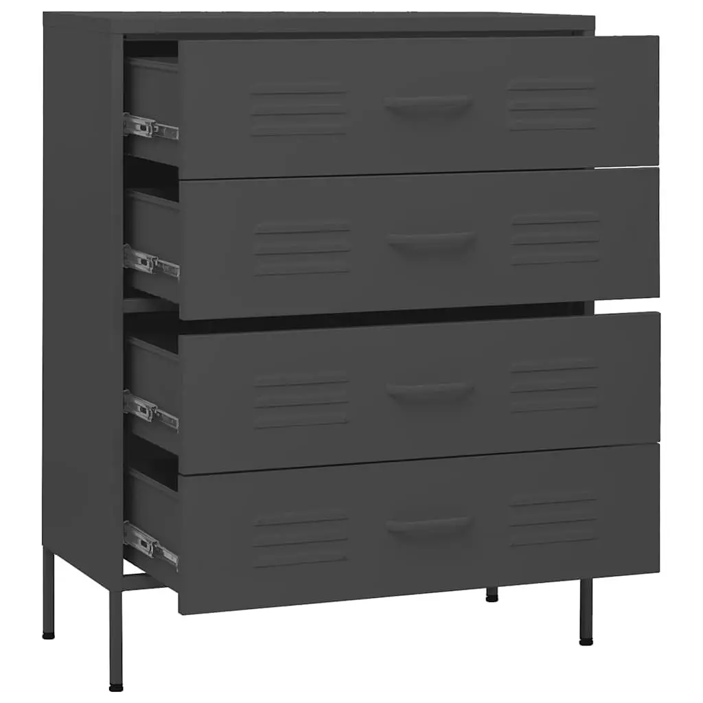 Chest of Drawers Steel Frame 80x35x101.5cm Anthracite