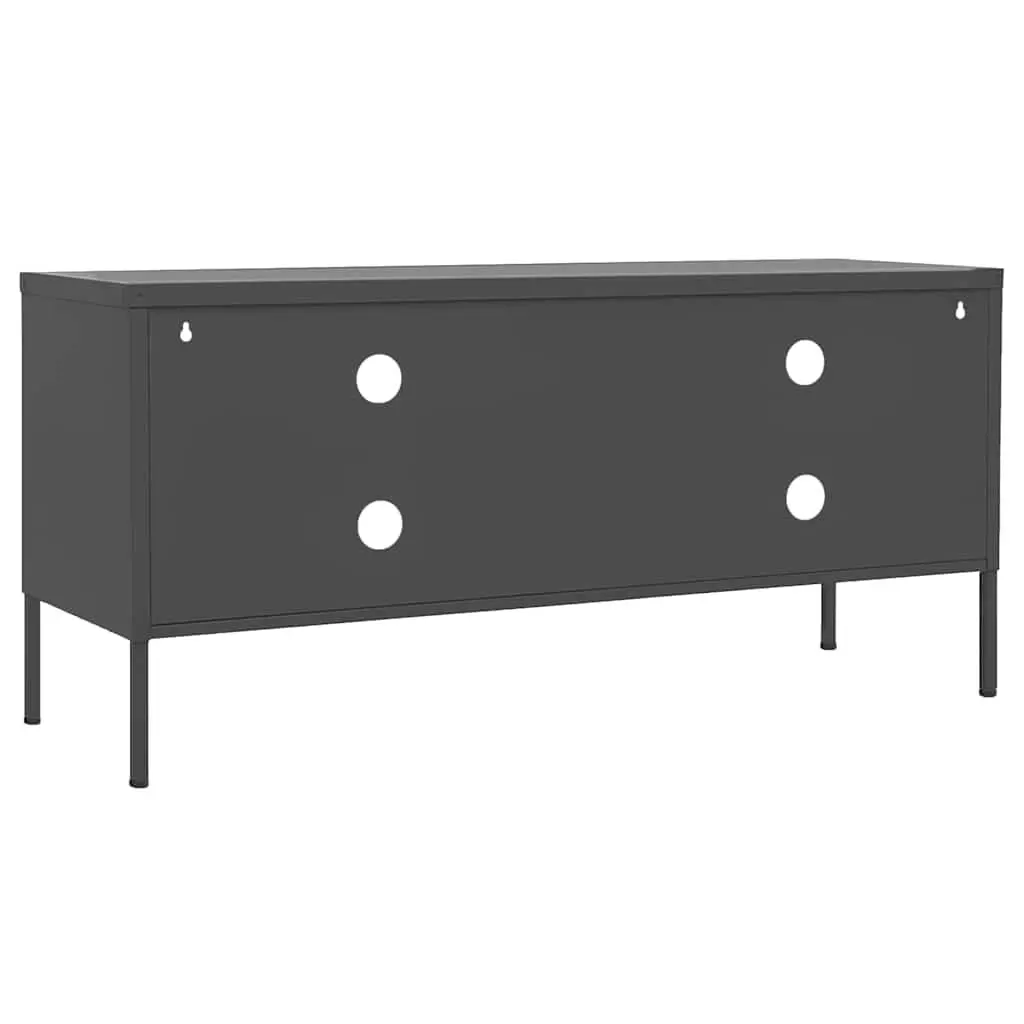 TV Cabinet Steel 105cm Anthracite Living Room Storage Unit with Doors Shelves