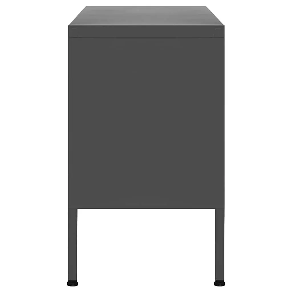 TV Cabinet Steel 105cm Anthracite Living Room Storage Unit with Doors Shelves