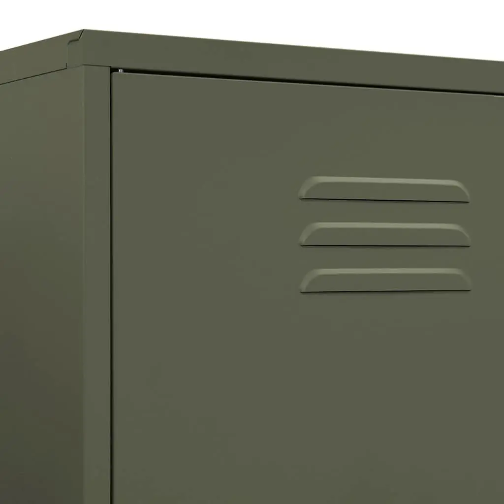 Steel Wardrobe Cupboard Cabinet Adjustable Shelves Hanging Rod Olive Green