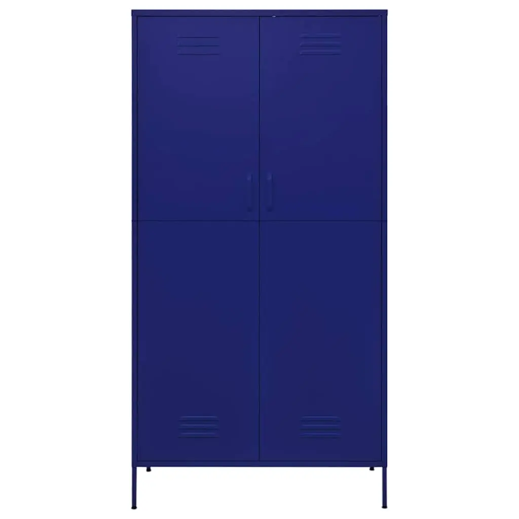 Wardrobe Cabinet Steel 90W x 50D x 180H cm Blue 4 Shelves Hanging Rod Organiser